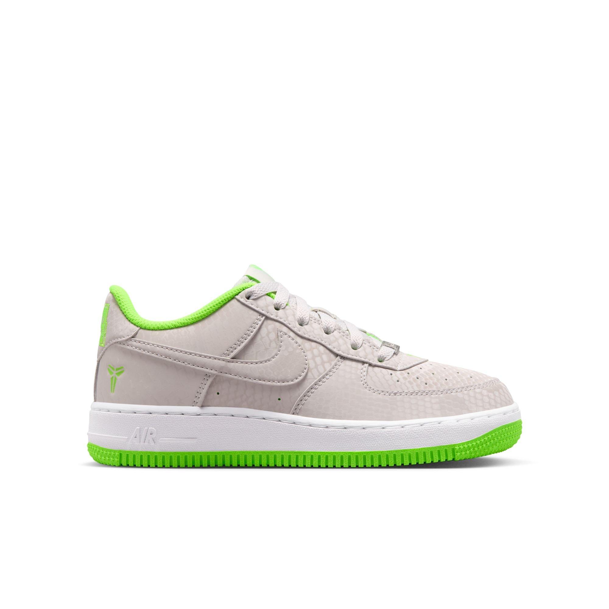 Nike Kobe Air Force 1 Low "Vast Grey" Grade School Kids' Shoe - VAST GREY/ELECTRIC GREEN/WHITE
